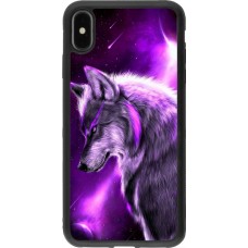 Coque iPhone Xs Max - Silicone rigide noir Purple Sky Wolf