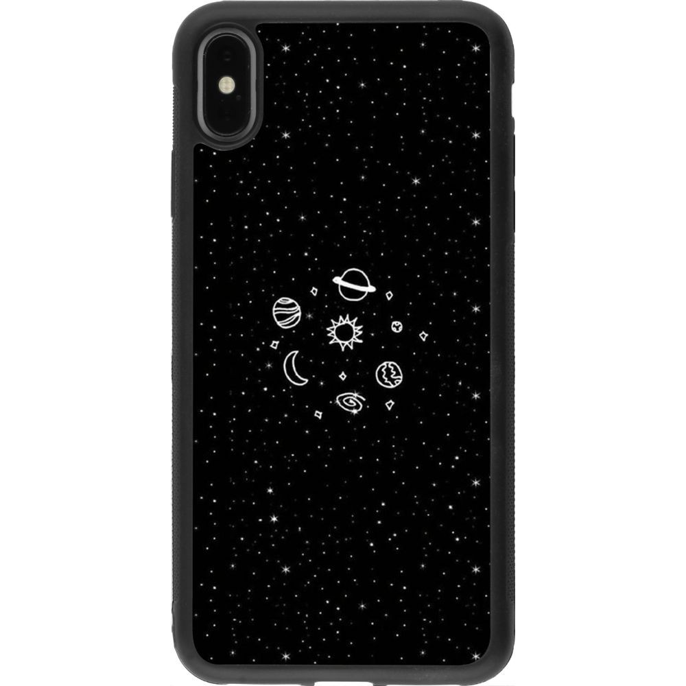 Coque iPhone Xs Max - Silicone rigide noir Space Doodle