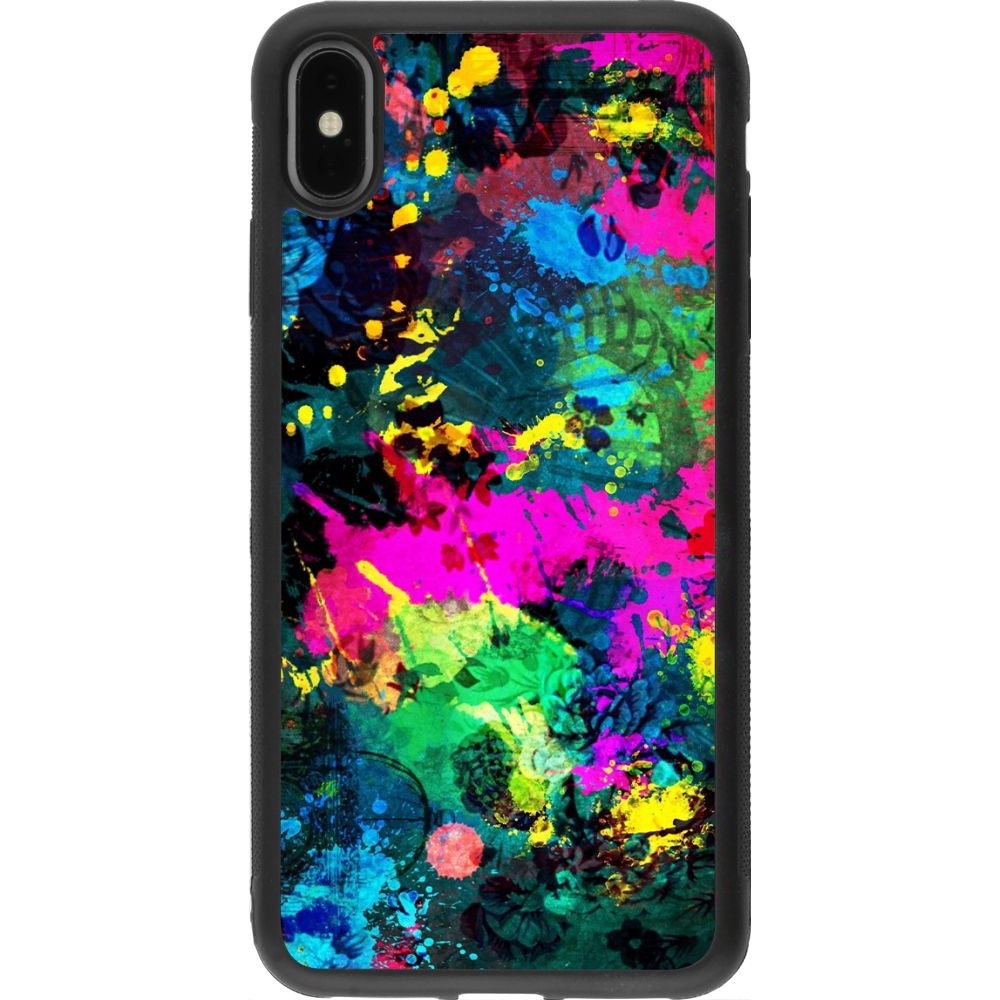 Coque iPhone Xs Max - Silicone rigide noir splash paint