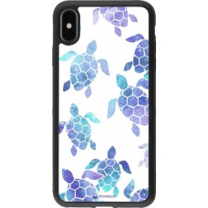 Coque iPhone Xs Max - Silicone rigide noir Turtles pattern watercolor