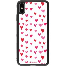 Coque iPhone Xs Max - Silicone rigide noir Valentine 2022 Many pink hearts