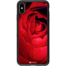 Coque iPhone Xs Max - Silicone rigide noir Valentine 2022 Rose
