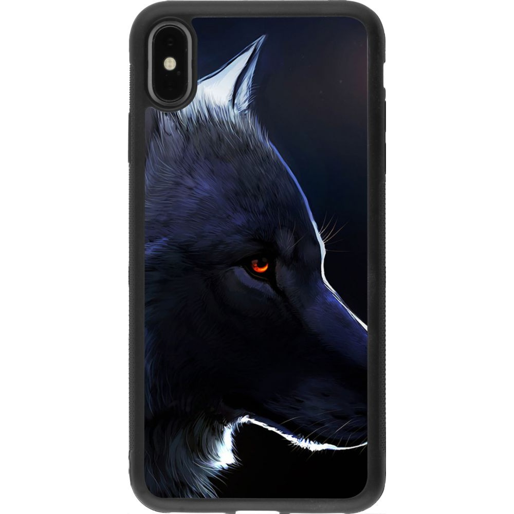 Coque iPhone Xs Max - Silicone rigide noir Wolf Shape
