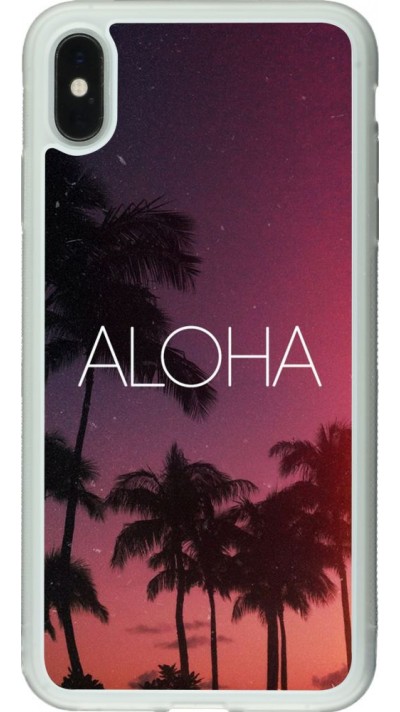 Coque iPhone Xs Max - Silicone rigide transparent Aloha Sunset Palms