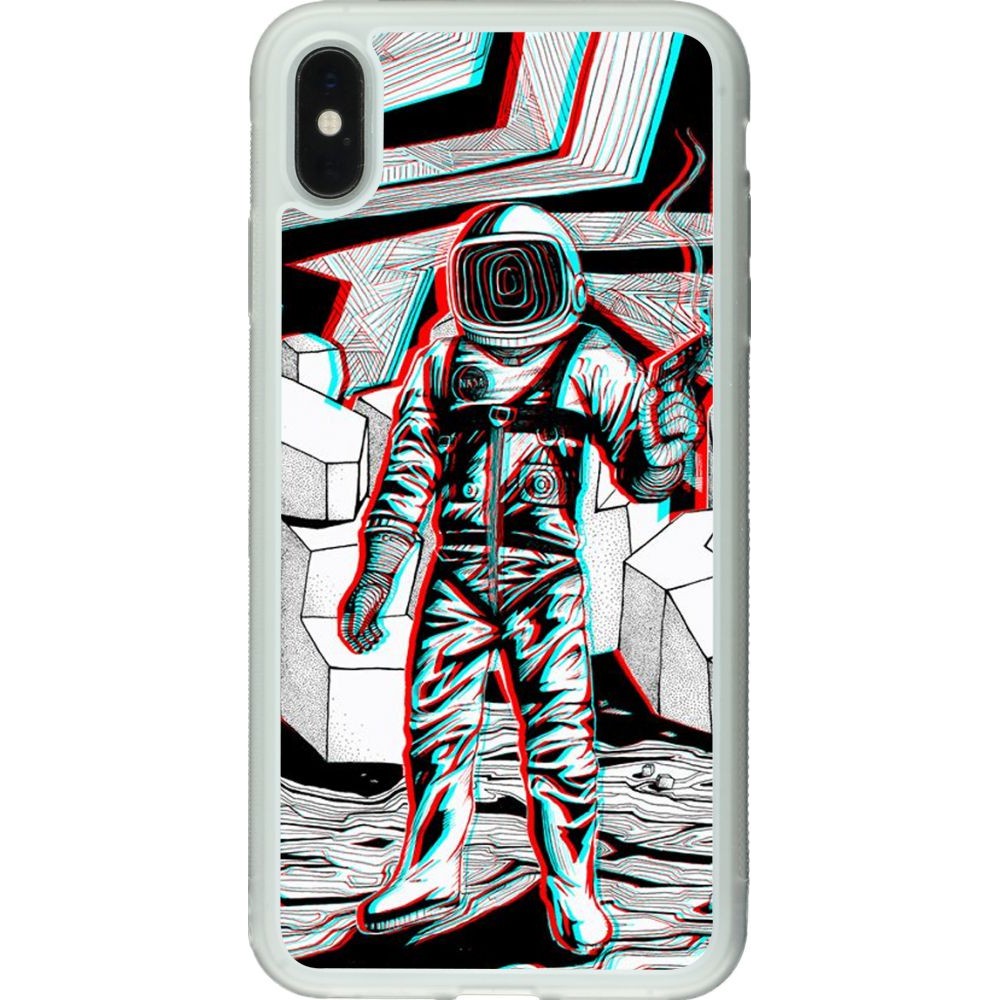 Coque iPhone Xs Max - Silicone rigide transparent Anaglyph Astronaut