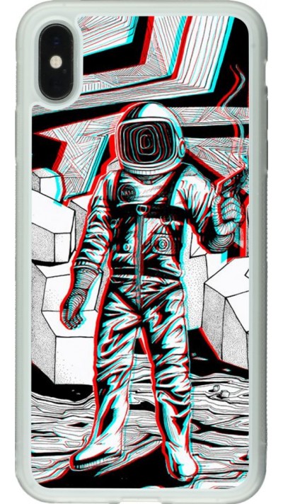 Coque iPhone Xs Max - Silicone rigide transparent Anaglyph Astronaut