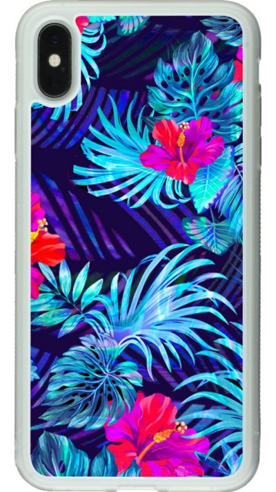 Coque iPhone Xs Max - Silicone rigide transparent Blue Forest