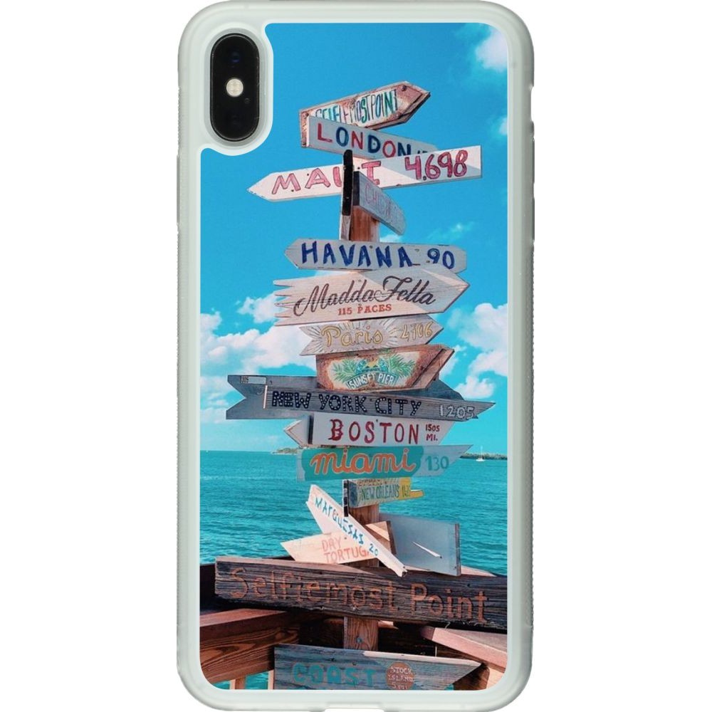 Coque iPhone Xs Max - Silicone rigide transparent Cool Cities Directions
