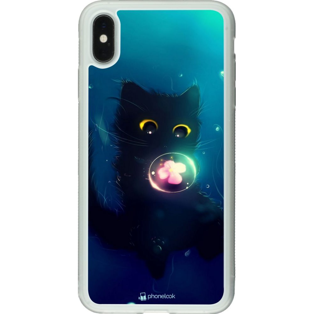 Coque iPhone Xs Max - Silicone rigide transparent Cute Cat Bubble