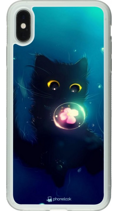 Coque iPhone Xs Max - Silicone rigide transparent Cute Cat Bubble