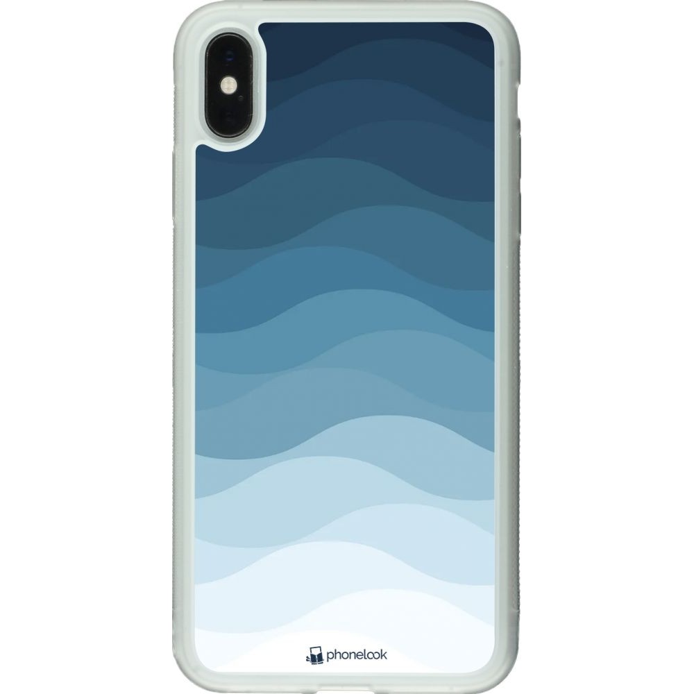 Coque iPhone Xs Max - Silicone rigide transparent Flat Blue Waves