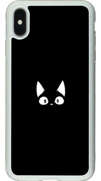 Coque iPhone Xs Max - Silicone rigide transparent Funny cat on black