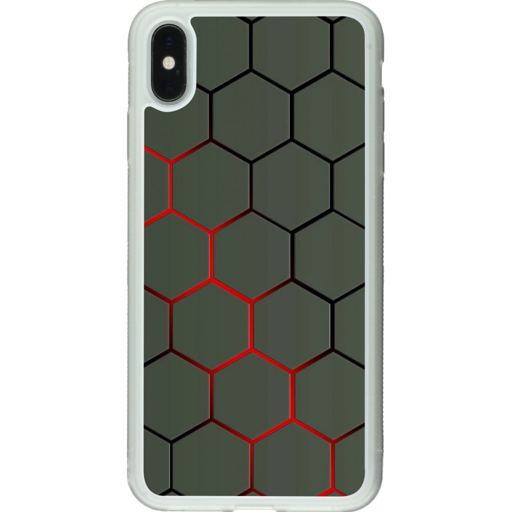 Hülle iPhone Xs Max - Silikon transparent Geometric Line red