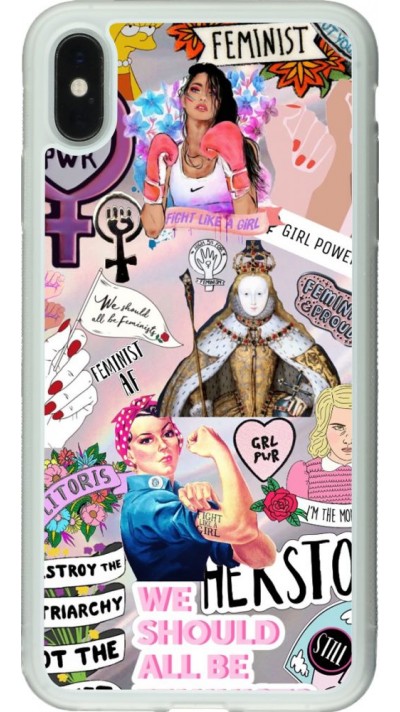 Coque iPhone Xs Max - Silicone rigide transparent Girl Power Collage