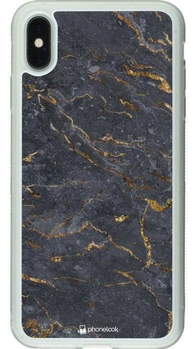 Hülle iPhone Xs Max - Silikon transparent Grey Gold Marble