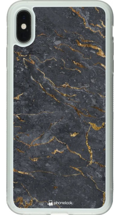 Coque iPhone Xs Max - Silicone rigide transparent Grey Gold Marble