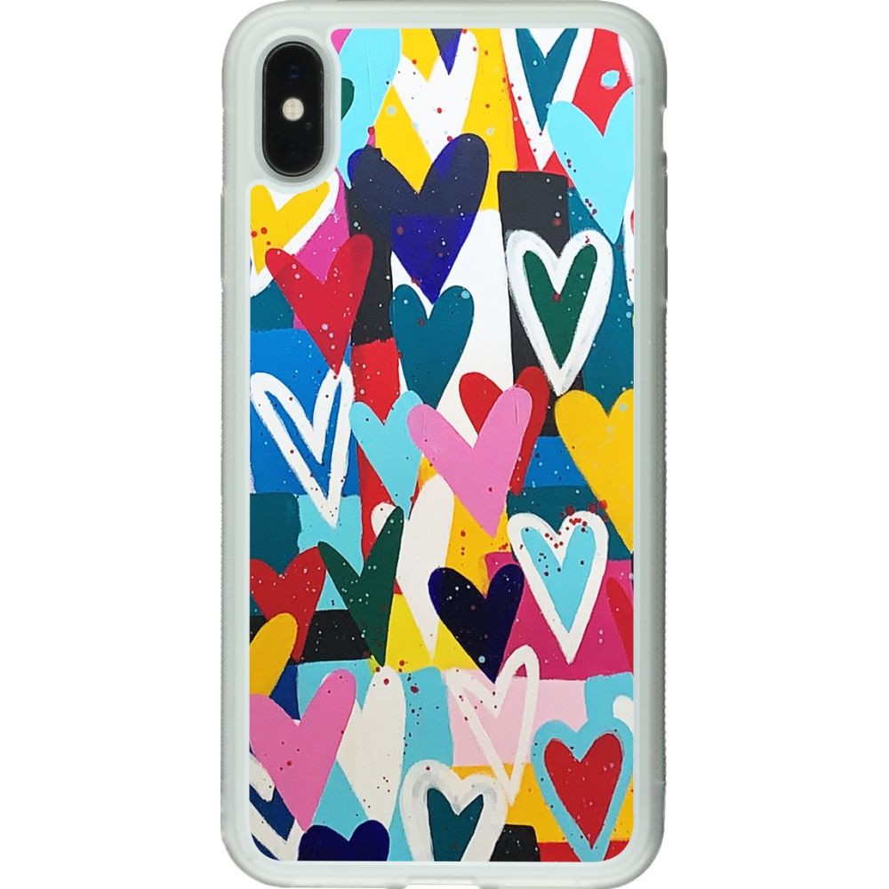 Hülle iPhone Xs Max - Silikon transparent Joyful Hearts