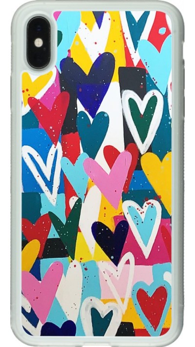 Coque iPhone Xs Max - Silicone rigide transparent Joyful Hearts