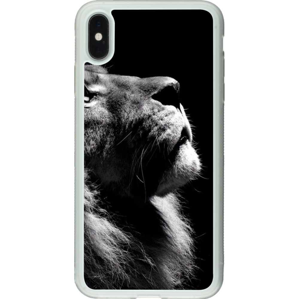 Coque iPhone Xs Max - Silicone rigide transparent Lion looking up