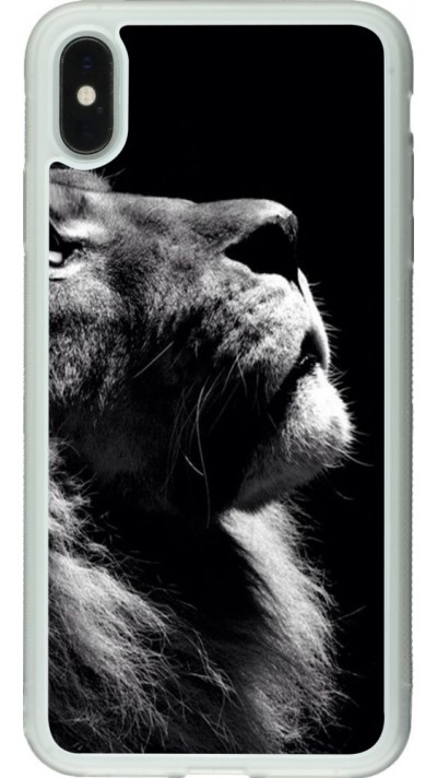 Coque iPhone Xs Max - Silicone rigide transparent Lion looking up