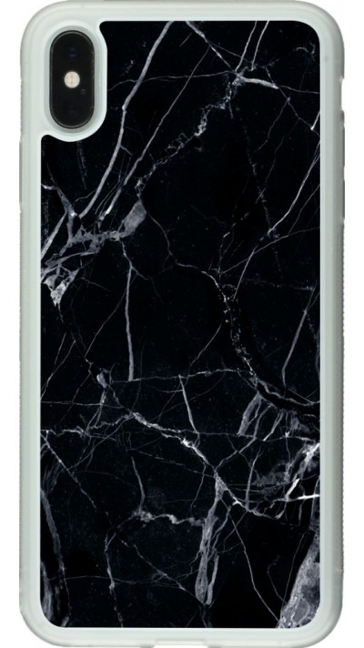 Coque iPhone Xs Max - Silicone rigide transparent Marble Black 01