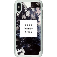Coque iPhone Xs Max - Silicone rigide transparent Marble Good Vibes Only