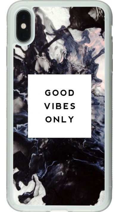 Hülle iPhone Xs Max - Silikon transparent Marble Good Vibes Only