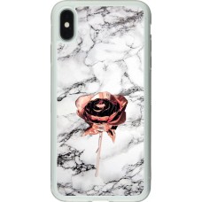 Coque iPhone Xs Max - Silicone rigide transparent Marble Rose Gold