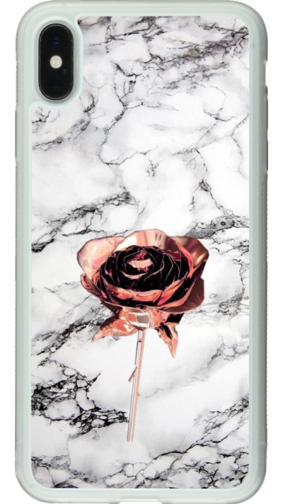 Coque iPhone Xs Max - Silicone rigide transparent Marble Rose Gold