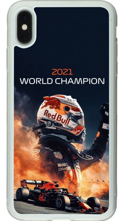 Coque iPhone Xs Max - Silicone rigide transparent Max Verstappen 2021 World Champion