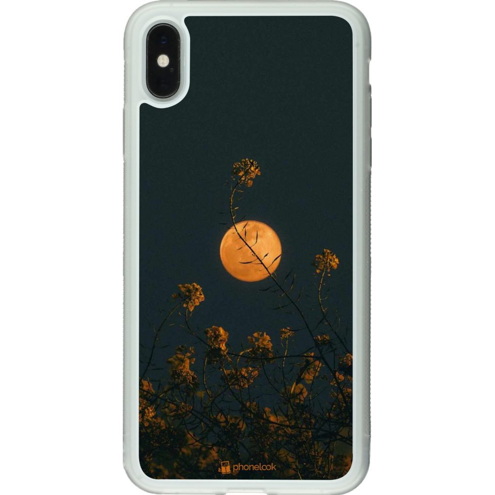 Coque iPhone Xs Max - Silicone rigide transparent Moon Flowers