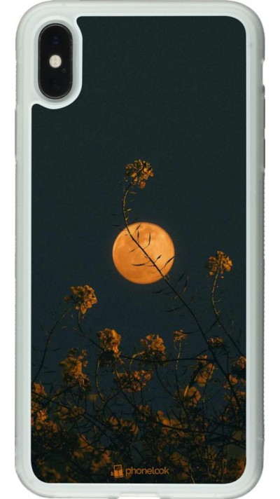 Coque iPhone Xs Max - Silicone rigide transparent Moon Flowers