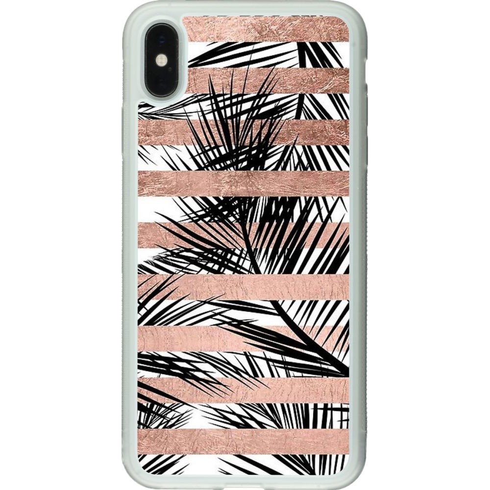 Hülle iPhone Xs Max - Silikon transparent Palm trees gold stripes