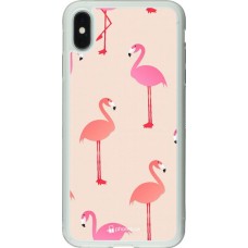 Coque iPhone Xs Max - Silicone rigide transparent Pink Flamingos Pattern