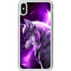 Coque iPhone Xs Max - Silicone rigide transparent Purple Sky Wolf