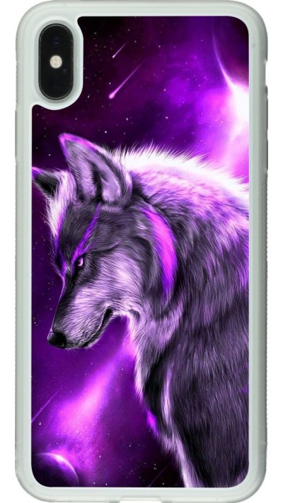 Coque iPhone Xs Max - Silicone rigide transparent Purple Sky Wolf