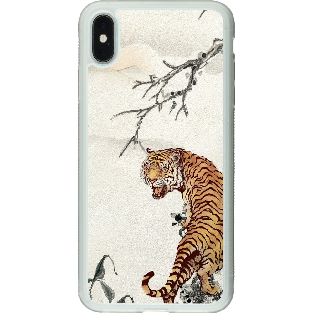 Coque iPhone Xs Max - Silicone rigide transparent Roaring Tiger