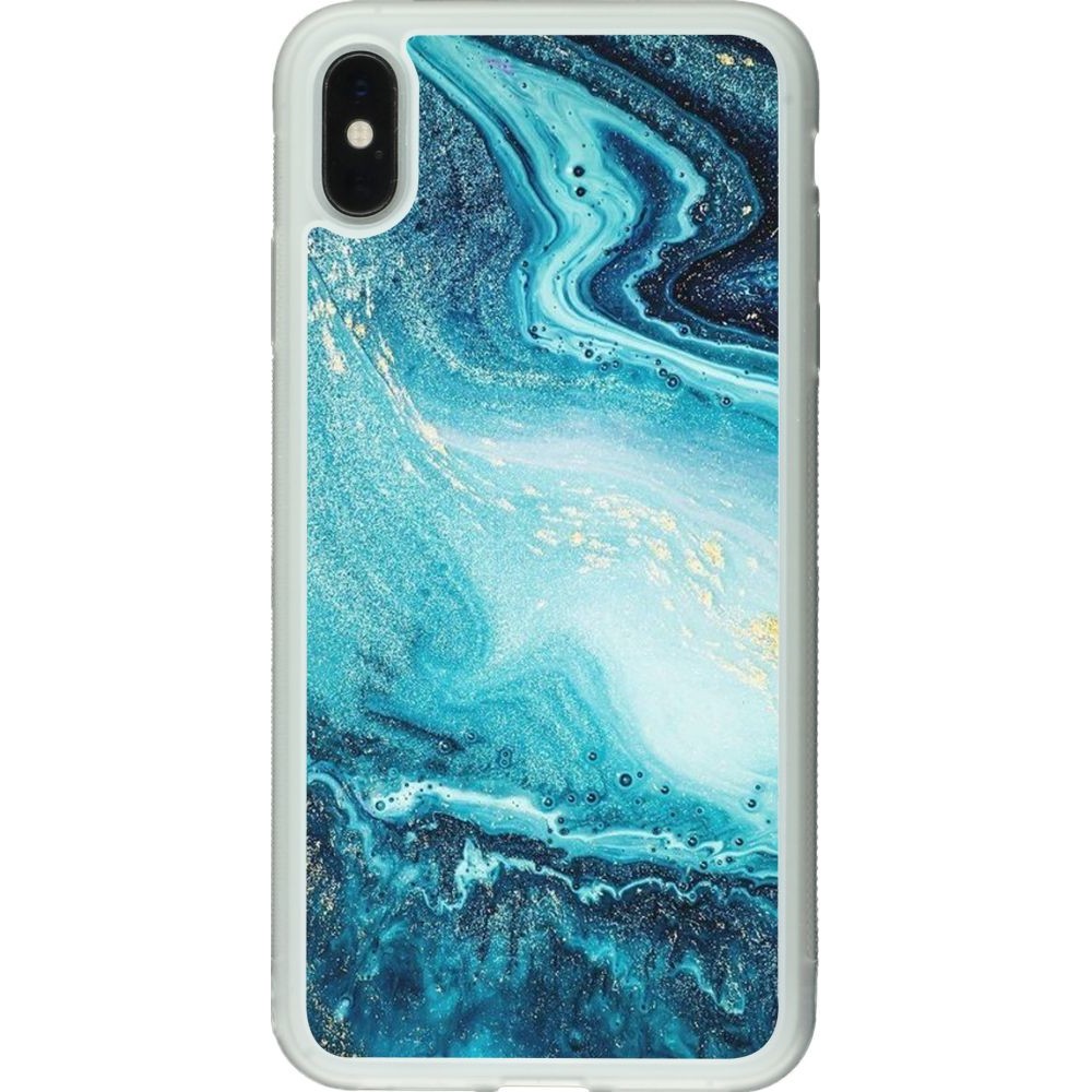 Coque iPhone Xs Max - Silicone rigide transparent Sea Foam Blue