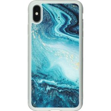 Coque iPhone Xs Max - Silicone rigide transparent Sea Foam Blue