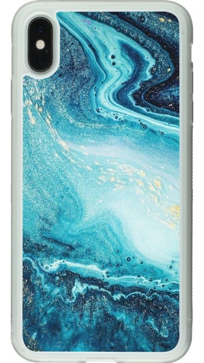 Coque iPhone Xs Max - Silicone rigide transparent Sea Foam Blue