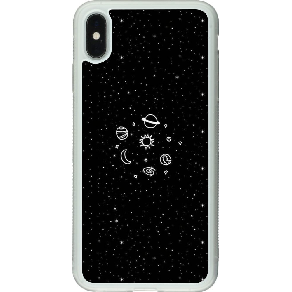 Coque iPhone Xs Max - Silicone rigide transparent Space Doodle
