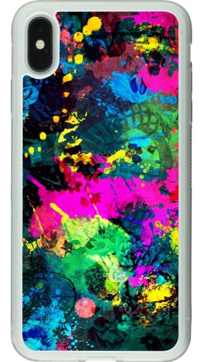 Coque iPhone Xs Max - Silicone rigide transparent splash paint