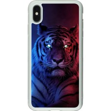 Coque iPhone Xs Max - Silicone rigide transparent Tiger Blue Red