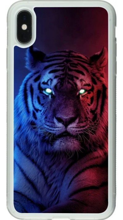 Hülle iPhone Xs Max - Silikon transparent Tiger Blue Red