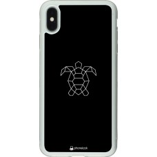 Coque iPhone Xs Max - Silicone rigide transparent Turtles lines on black