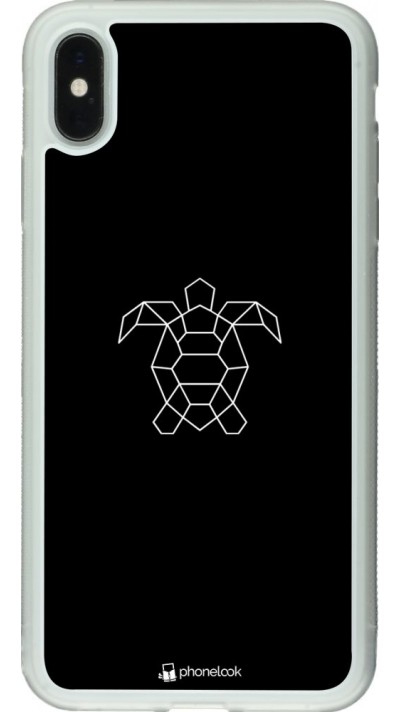 Coque iPhone Xs Max - Silicone rigide transparent Turtles lines on black