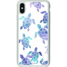 Coque iPhone Xs Max - Silicone rigide transparent Turtles pattern watercolor