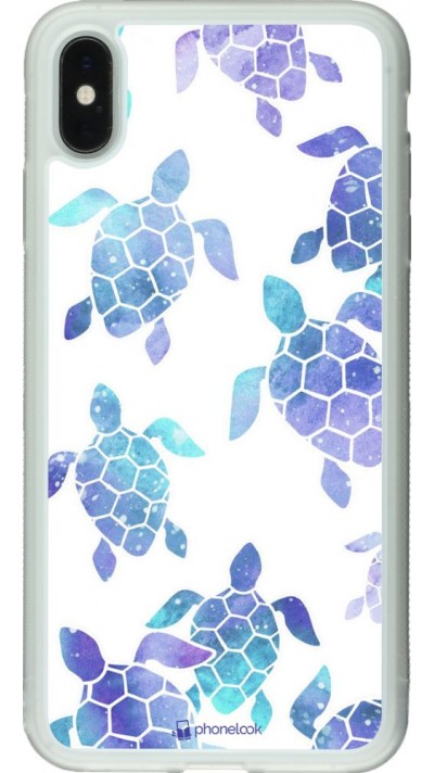 Coque iPhone Xs Max - Silicone rigide transparent Turtles pattern watercolor