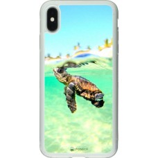 Coque iPhone Xs Max - Silicone rigide transparent Turtle Underwater