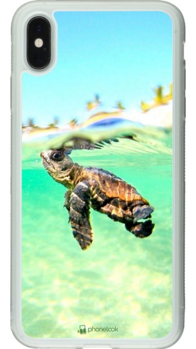 Coque iPhone Xs Max - Silicone rigide transparent Turtle Underwater